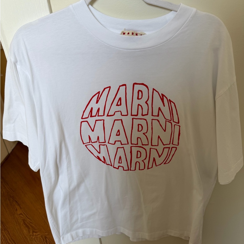 Marni White T-Shirt with Red Logo